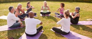 outdoor yoga retreat in a circle